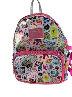 Loungefly USA Lisa  Frank AOP Iridescent Holographic Mini Backpack Shiny Fun